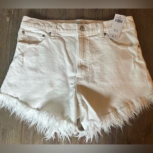 Abercrombie & Fitch white denim shorts with frayed bottom